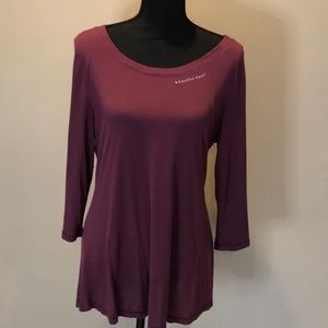 Women’s Peace Love World Burgundy 3/4 Sleeve Top Size Large